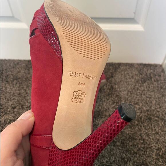 White House Black Market Ginger Red Open Toe High Heels Size 8.5 - Picture 6 of 10
